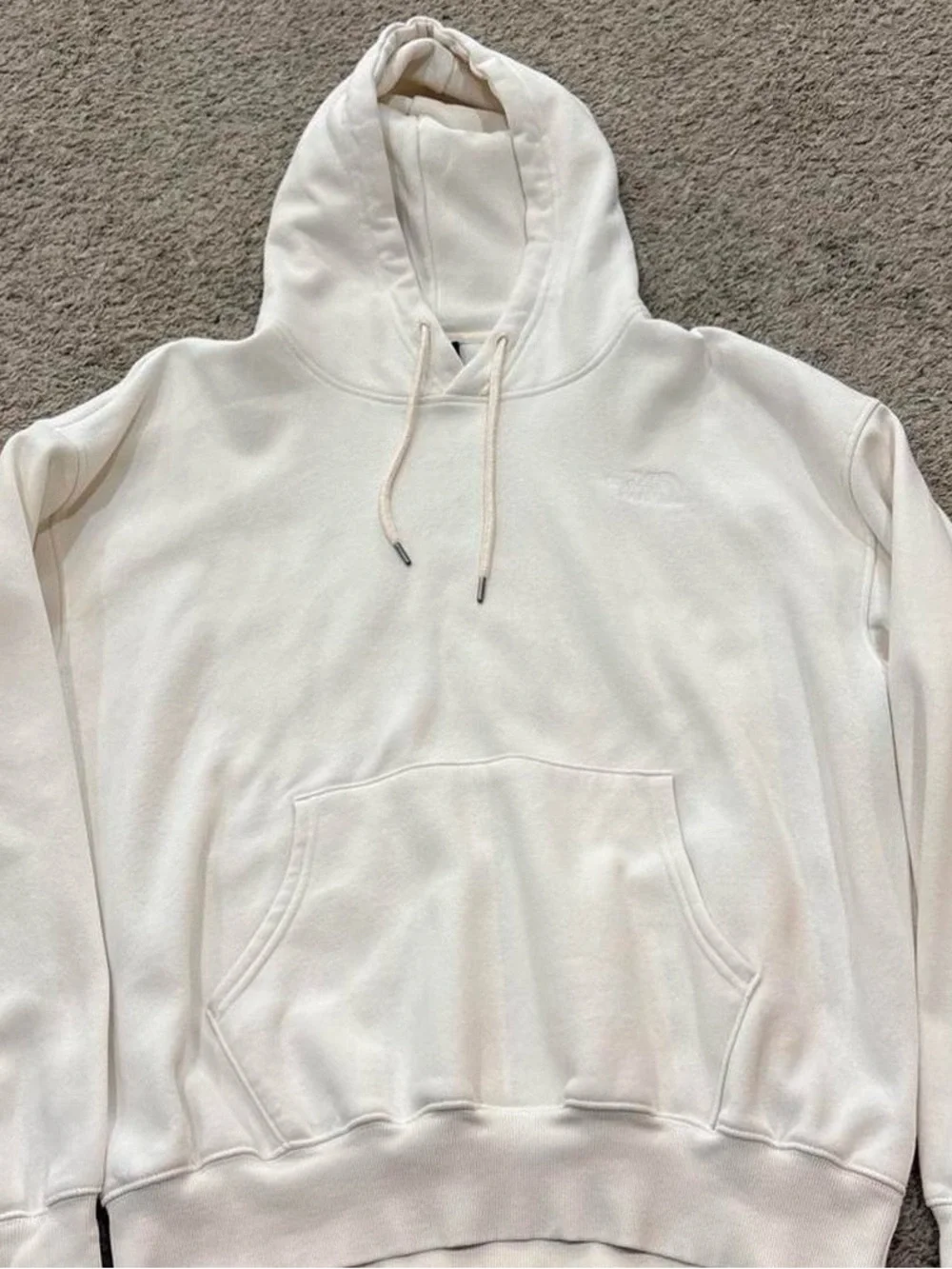 The North Face Off-White Hooded Pullover Sweatshirt. Size L.